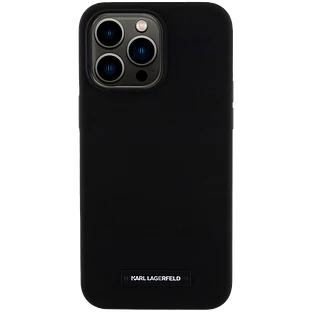 Чехол LAGERFELD Liquid silicone Metal plate logo Hard с MagSafe Чёрный для iPhone 15 Pro Max