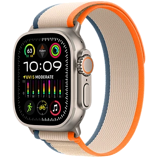 Apple Watch Ultra 2 2024 GPS + Cellular 49mm Natural Titanium Case with Orange/Beige Trail Loop - M/L