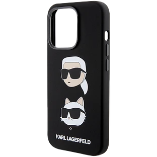Чехол LAGERFELD Liquid Silicone NFT Karl & Choupette heads Hard Чёрный для iPhone 15 Pro