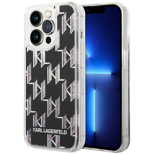 Lagerfeld для iPhone 14 Pro чехол Liquid Glitter Monogram Hard Black