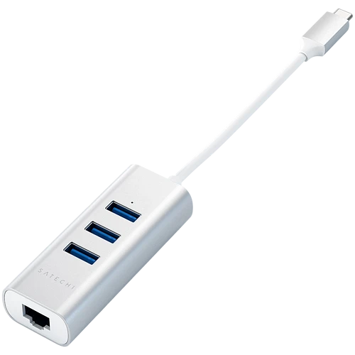 Хаб Satechi Type-C 2-in-1 USB Hub with Ethernet, Silver