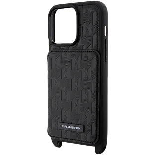 Чехол LAGERFELD Crossbody cardslot PU Monogram Plate logo Hard Чёрный для iPhone 15 Pro Max