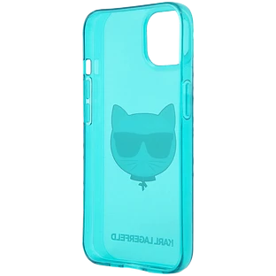 Чехол Lagerfeld для iPhone 13 TPU FLUO Choupette Hard Transp Blue