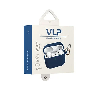 Чехол силиконовый VLP Charm Case для AirPods Pro 3, темно-синий