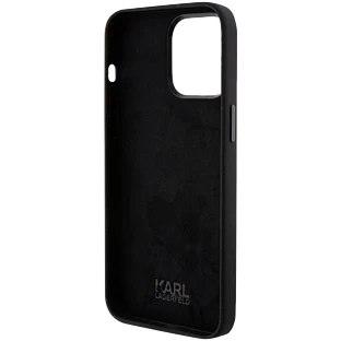 Чехол LAGERFELD Liquid silicone NFT Choupette metal pin Hard Чёрный для iPhone 15 Pro Max