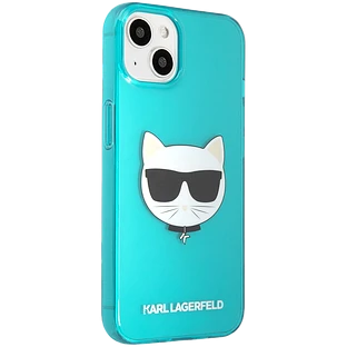 Чехол Lagerfeld для iPhone 13 TPU FLUO Choupette Hard Transp Blue