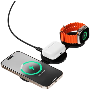 Беспроводное зарядное устройство Satechi OntheGo 3-in-1 Charger, 15Вт, Черный