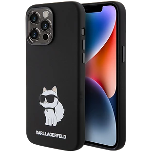 Lagerfeld для iPhone 15 Pro чехол Liquid silicone NFT Choupette Hard Black