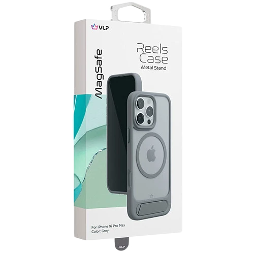 Чехол защитный VLP Reels Case с MagSafe для iPhone 16 Pro Max, серый