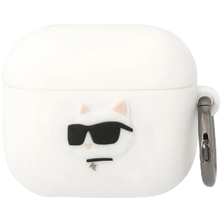 Lagerfeld для Airpods 3 чехол Silicone case with ring NFT 3D Choupette White