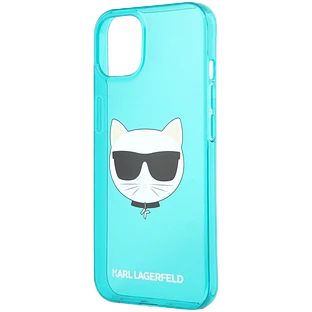 Чехол Lagerfeld для iPhone 13 mini TPU FLUO Choupette Hard Transp Blue