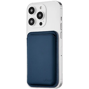 Магнитный кардхолдер uBear Leather Shell, натуральная кожа, синий