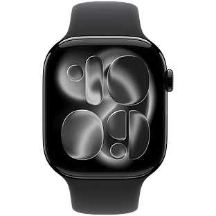 Apple Watch Series 11, GPS, 42mm, Jet Black Aluminium Case with Black Sport Band - S/M