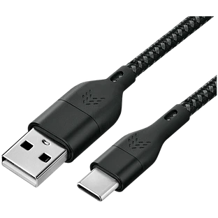 Зарядный кабель Rocket Urban USB-A/USB-C, 1м, нейлоновая оплётка, цвет: чёрно-серый