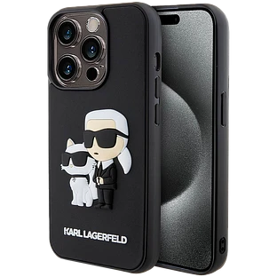 Чехол LAGERFELD 3D Rubber Karl & Choupette Hard Чёрный для iPhone 15 Pro Max