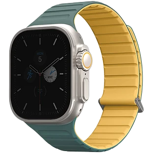 Uniq для Apple Watch 49/45/44/42 mm ремешок Revix EVO reversible Magnetic Viridian Green/Burnt Yell