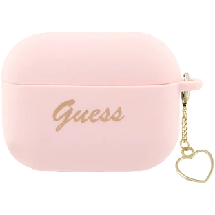Чехол GUESS Silicone Script logo  Розовый для AirPods Pro (Gen2)