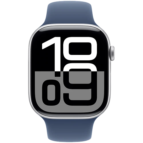 Apple Watch Series 10 GPS 46mm Silver Aluminum Case with Denim Sport Band - S/M