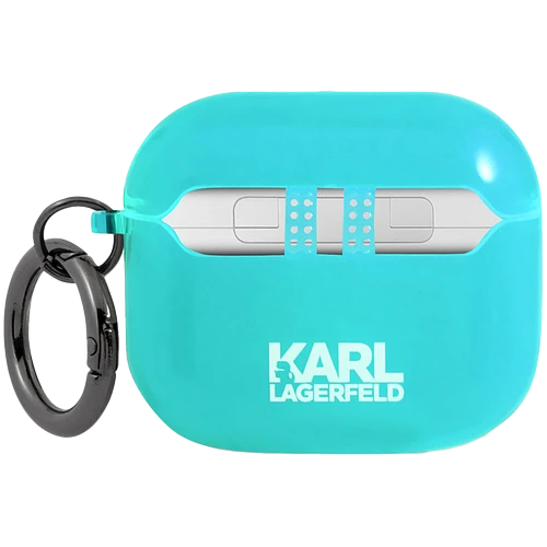 Чехол Lagerfeld для Airpods 3 TPU FLUO with ring Choupette Transp Blue