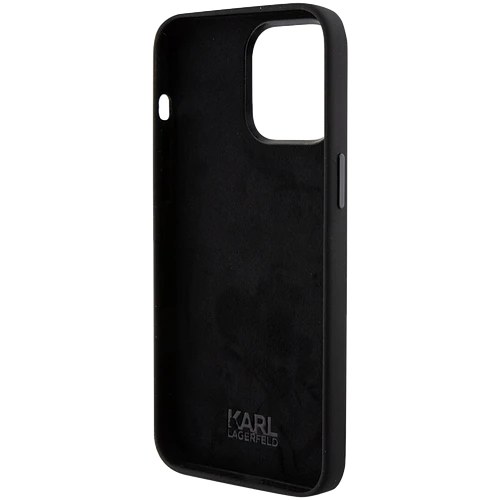 Чехол LAGERFELD Liquid silicone NFT Choupette metal pin Hard Чёрный для iPhone 15 Pro Max
