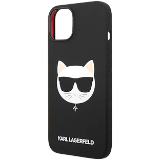 Lagerfeld для iPhone 14 чехол Liquid silicone Choupette Hard Black (MagSafe)