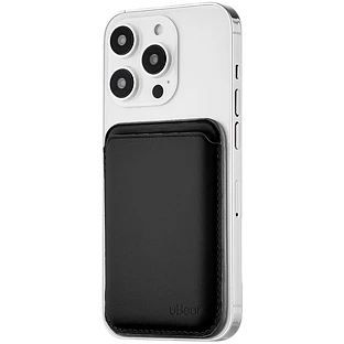 Магнитный кардхолдер uBear Leather Shell, натуральная кожа, черный