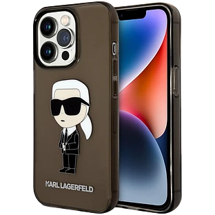 Lagerfeld для iPhone 15 Pro Max чехол PC/TPU NFT Karl Ikonik Hard Translucent Black