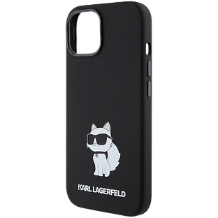 Lagerfeld для iPhone 15 чехол Liquid silicone NFT Choupette Hard Black