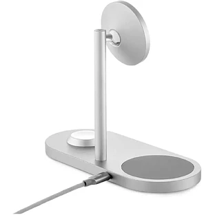 Беспроводное зарядное устройство uBear Stage Pro, 3-в-1, MagSafe совместимое, цвет: серебро