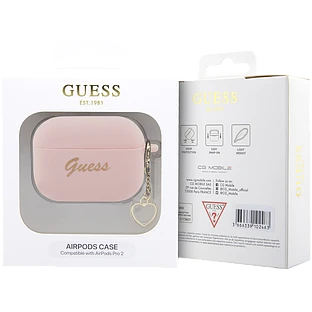 Чехол GUESS Silicone Script logo  Розовый для AirPods Pro (Gen2)