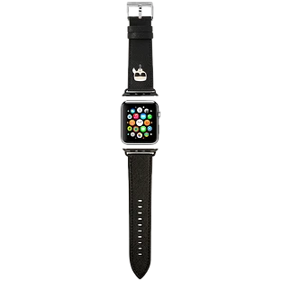 Lagerfeld для Apple Watch 45/44/42 mm ремешок PU Saffiano Karl head Black