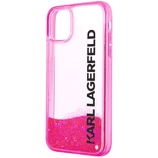Lagerfeld для iPhone 11 чехол Liquid Glitter Elongated logo Hard Translucent pink