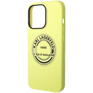 Lagerfeld для iPhone 14 Pro чехол Liquid silicone RSG Round logo Hard Green
