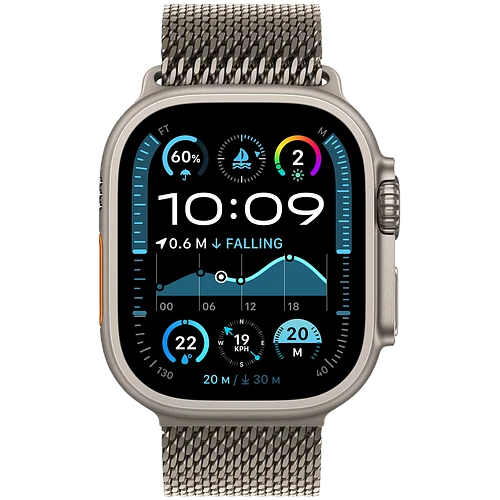 Apple Watch Ultra 2 2024 GPS + Cellular 49mm Natural Titanium Case with Natural Titanium  Milanese Loop - M