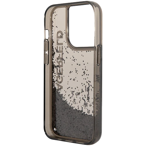 Lagerfeld для iPhone 14 Pro чехол Liquid Glitter Elongated logo Hard Translucent black