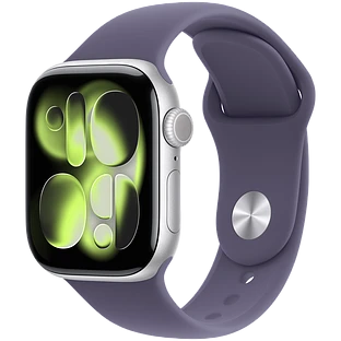 Apple Watch Series 11, GPS, 46mm, Silver Aluminium Case with Purple Fog Sport Band - M/L
