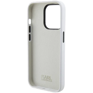Lagerfeld для iPhone 15 Pro Max чехол Liquid Silicone NFT Karl & Choupette heads Hard White