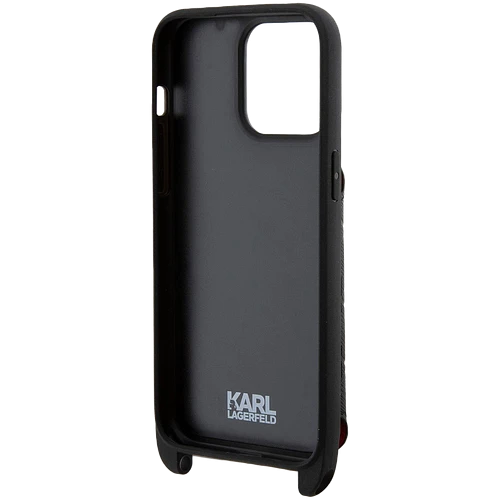 Чехол LAGERFELD Crossbody cardslot PU Monogram Plate logo Hard Чёрный для iPhone 15 Pro Max