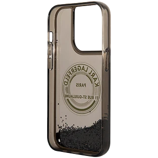 Lagerfeld для iPhone 14 Pro чехол Liquid Glitter RSG Round logo Hard Black