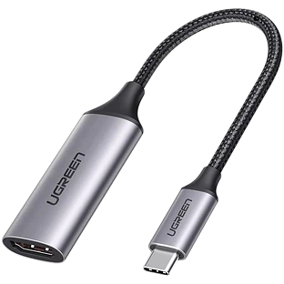 Переходник Ugreen CM297-70444 Type-C (M) to HDMI (F) (4K@60Hz), металлический, с проводом 10cm, Cray