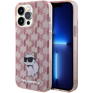 Чехол LAGERFELD Monogram NFT Choupette Hard Розовый для iPhone 15 Pro Max