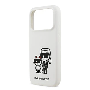 Чехол KARL LAGERFELD для iPhone 17 Pro Max Liquid Silicone Sketch Karl & Choupette Hard White (MagSafe)