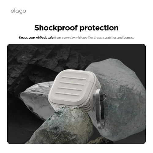 Elago для AirPods 4 чехол Armor Silicone Hang case Stone