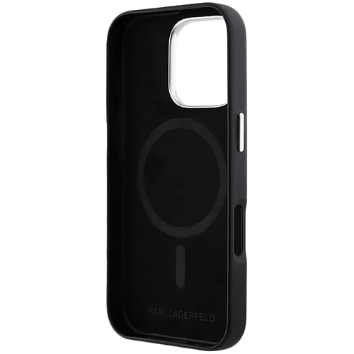 Lagerfeld для iPhone 16 Pro чехол PU Grained Full Wrapped & Metal Camera Hard Black (MagSafe)