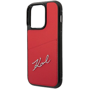 Lagerfeld для iPhone 14 Pro чехол PU Signature logo with Cardslot Hard Red