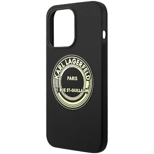 Lagerfeld для iPhone 14 Pro чехол Liquid silicone RSG Round logo Hard Black