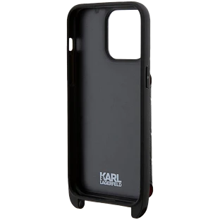 Чехол LAGERFELD Crossbody cardslot PU Monogram Plate logo Hard Чёрный для iPhone 15 Pro Max