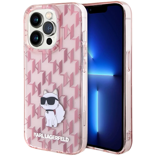Lagerfeld для iPhone 15 Pro чехол PC/TPU Monogram NFT Choupette Hard Pink