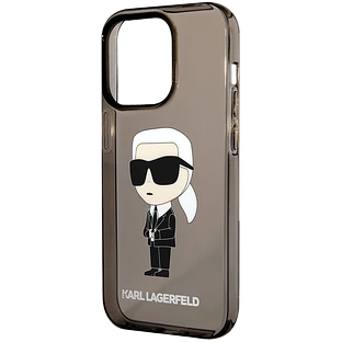 Lagerfeld для iPhone 15 Pro Max чехол PC/TPU NFT Karl Ikonik Hard Translucent Black
