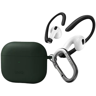 Чехол Uniq для Airpods 3 NEXO Liquid silicone +carabin +Sports ear hooks Green